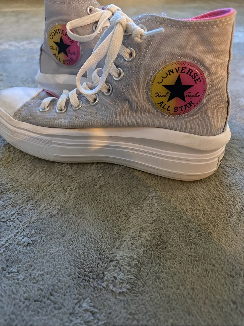 Converse Kids Pink and White Canvas Sneakers